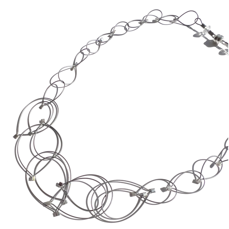 Feather Teardrop Chain Necklace - Steel & Sterling Silver - Heart of the Home Inc