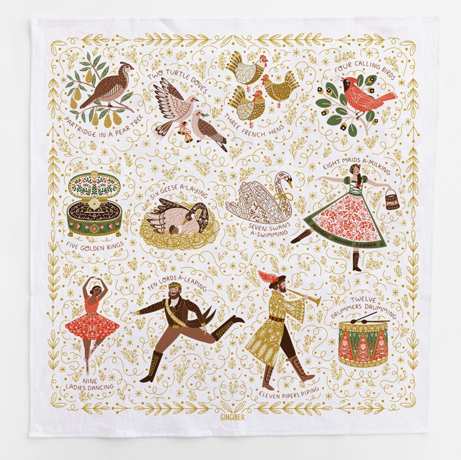 12 Days of Christmas Tea Towel - Heart of the Home Inc