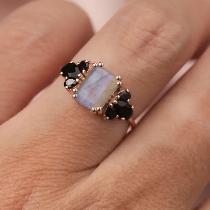 Empress Labradorite Ring in Rose Gold - Size 8 - Heart of the Home Inc