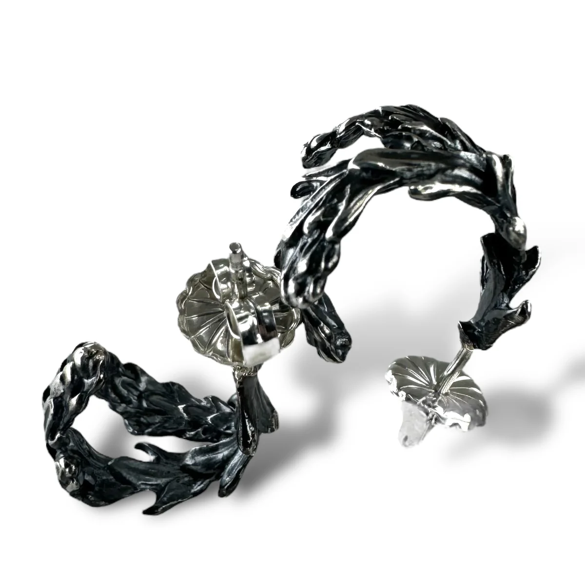 Deerhorn Cedar Curve Earrings in Patina Silver - Heart of the Home Inc