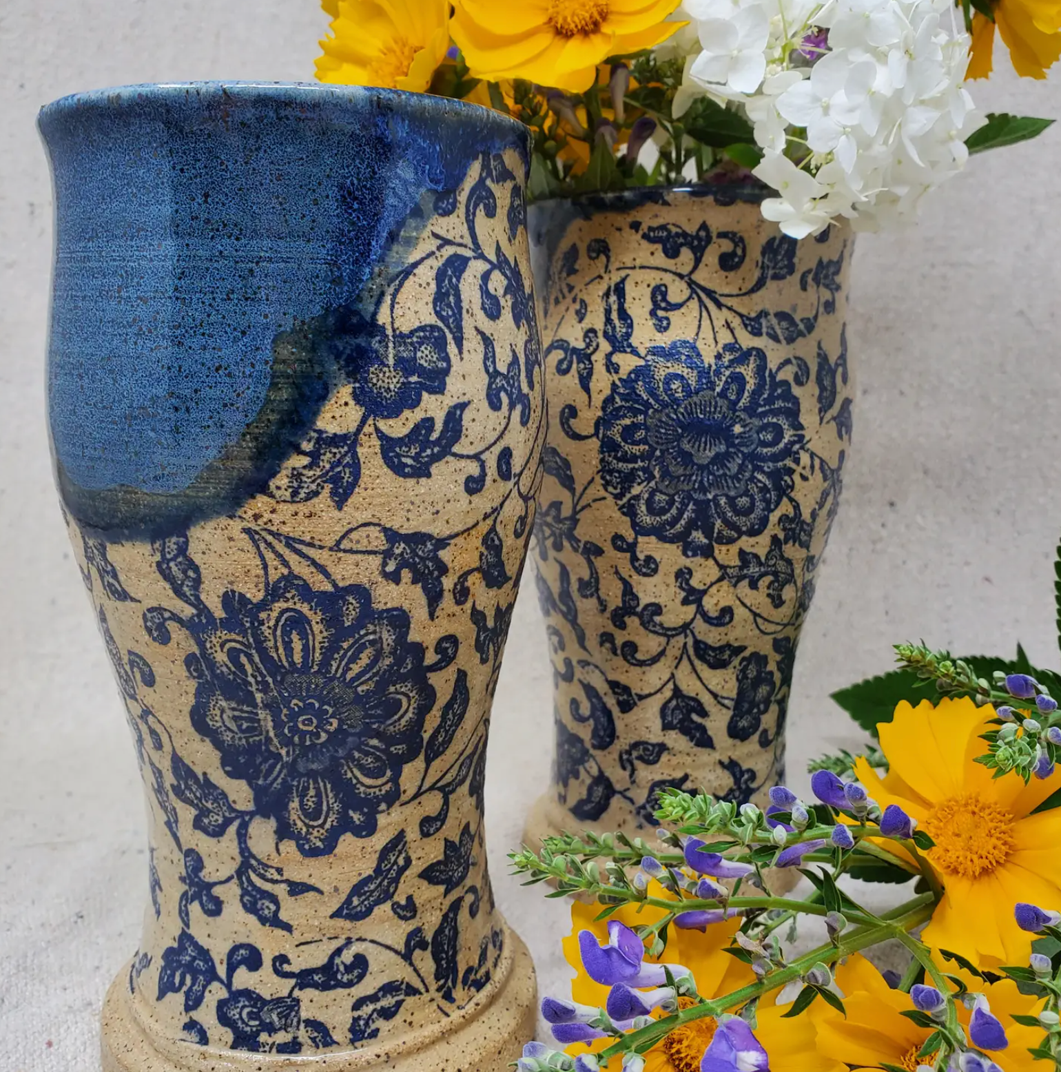 Vase in Rustic Blue Floral - Heart of the Home Inc