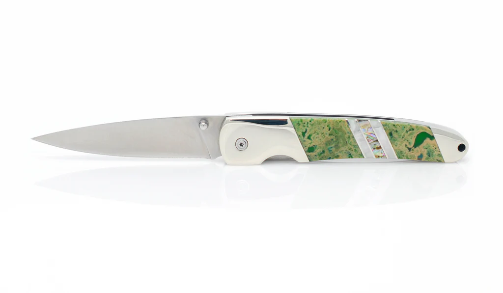 Exotic Hot Springs Green 4" Folding Knife - Heart of the Home LV