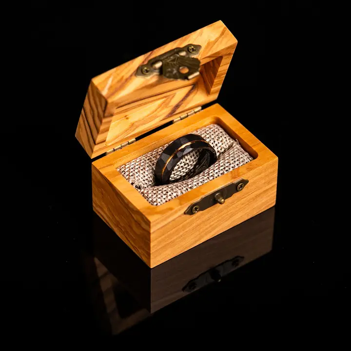 Zebrawood Inlay Black Tungsten Carbide Ring