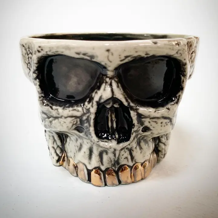 Skull Tumbler with Gold Teeth