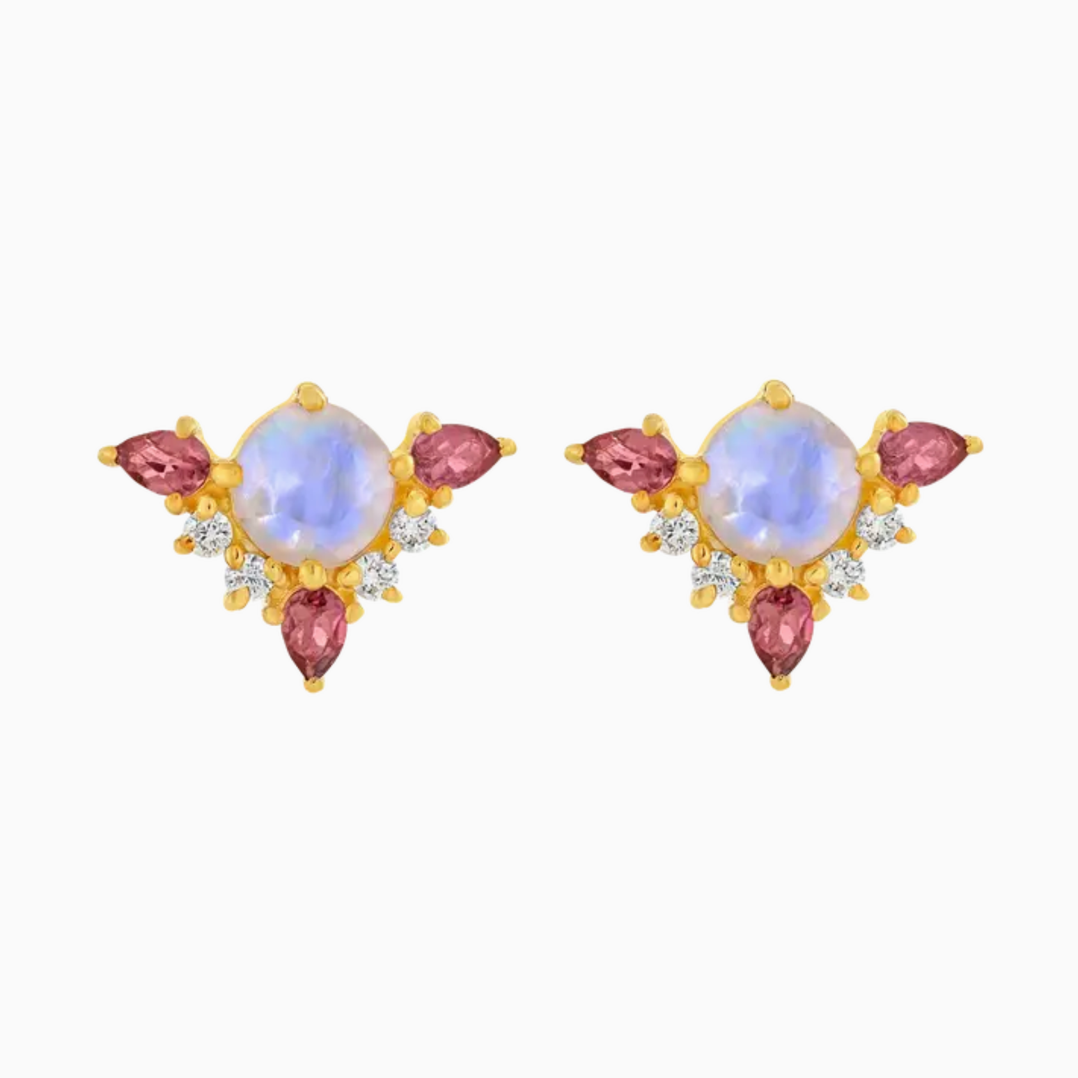 Rainbow Moonstone & Pink Topaz Unicorn Dream Stud Earrings - Heart of the Home Inc