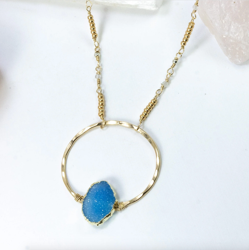Lagoon Druzy Necklace - Heart of the Home Inc