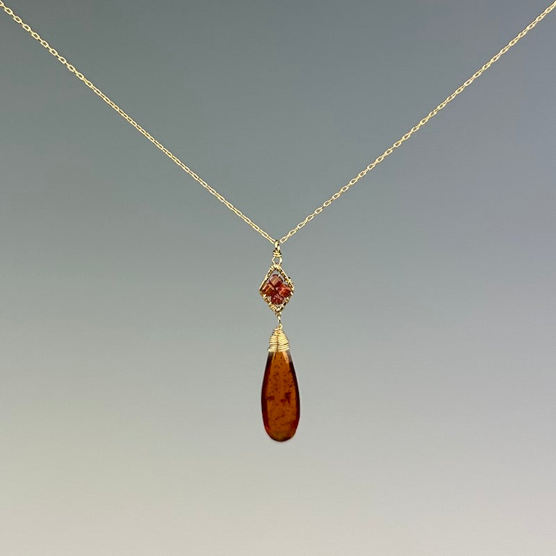 Orange Kyanite Droplet Necklace - Heart of the Home Inc