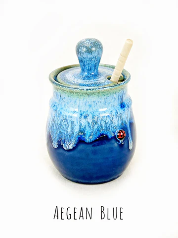 Aegean Blue Ceramic Honey Pot - Heart of the Home Inc