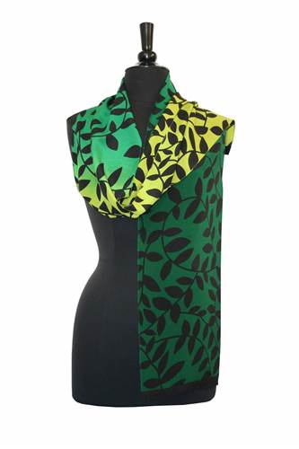 Green Ombre Leaf Silk Scarf - Heart of the Home LV