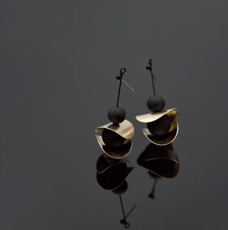 Otto Earrings in Gold and Black - Heart of the Home Inc