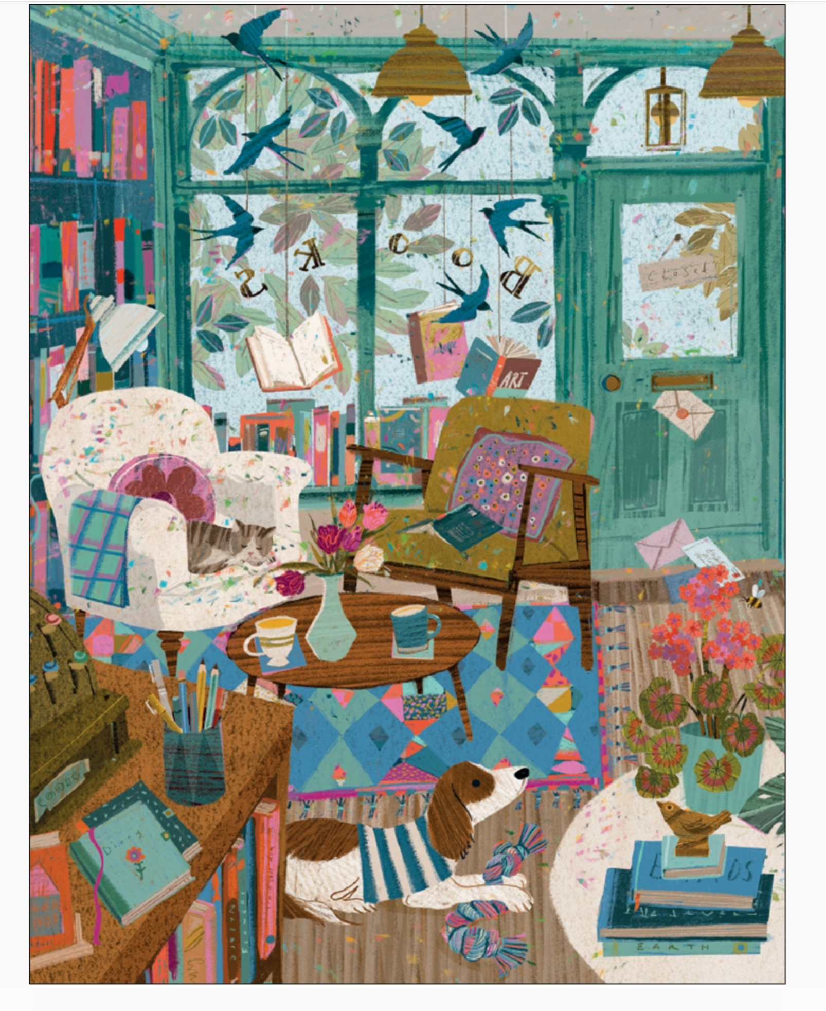 Cozy Bookstore Birthday Card - Heart of the Home Inc