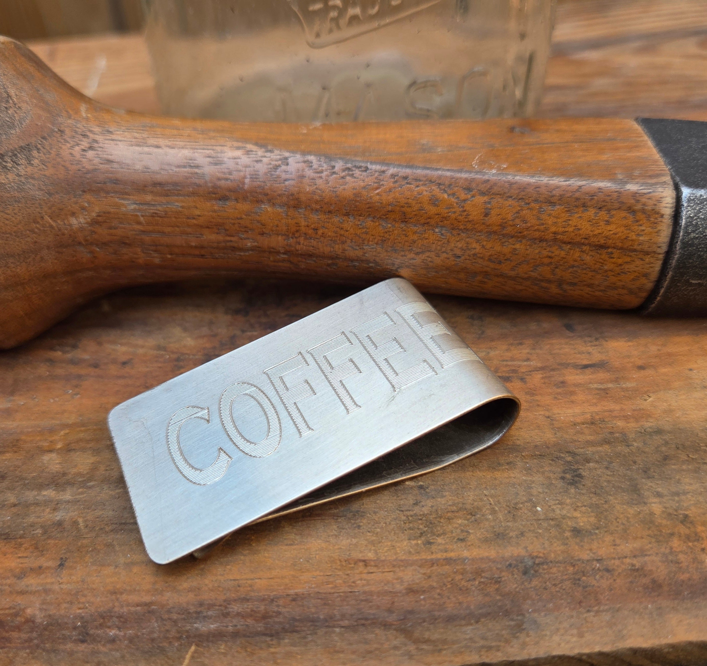 Antique Machine Plate Moneyclip - COFFEE
