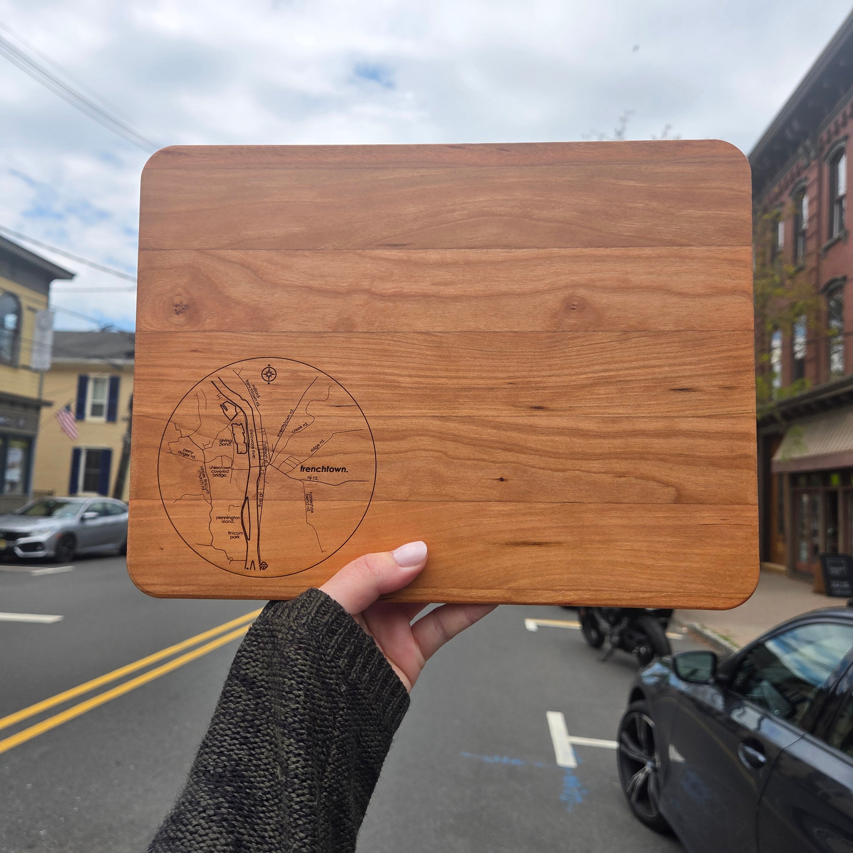 Frenchtown NJ Cutting Board - Cherry 12" x 9" - Heart of the Home Inc