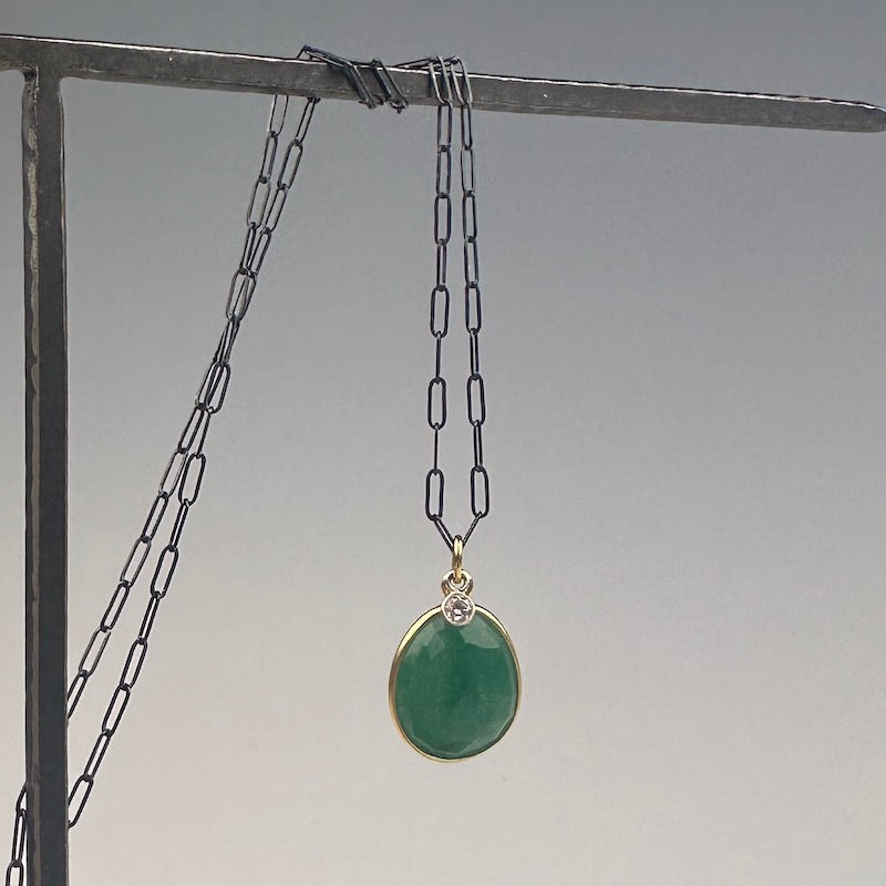 Emerald Bezel and Charm Necklace - Heart of the Home Inc