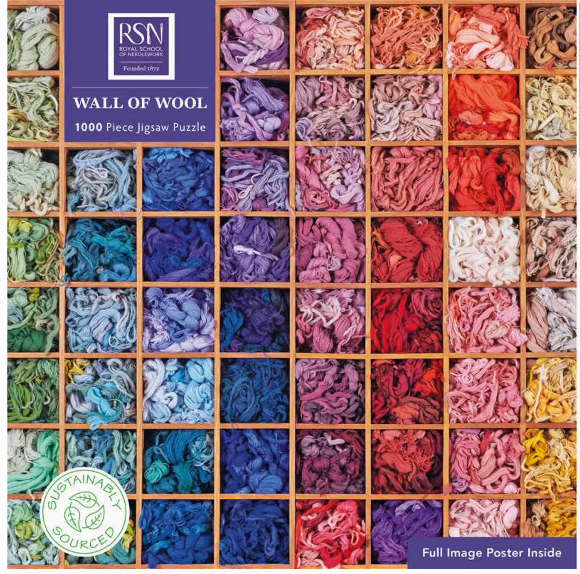 Adult Sustainable Jigsaw Puzzle: Royal School of Needlework: Wall of Wool - Heart of the Home Inc