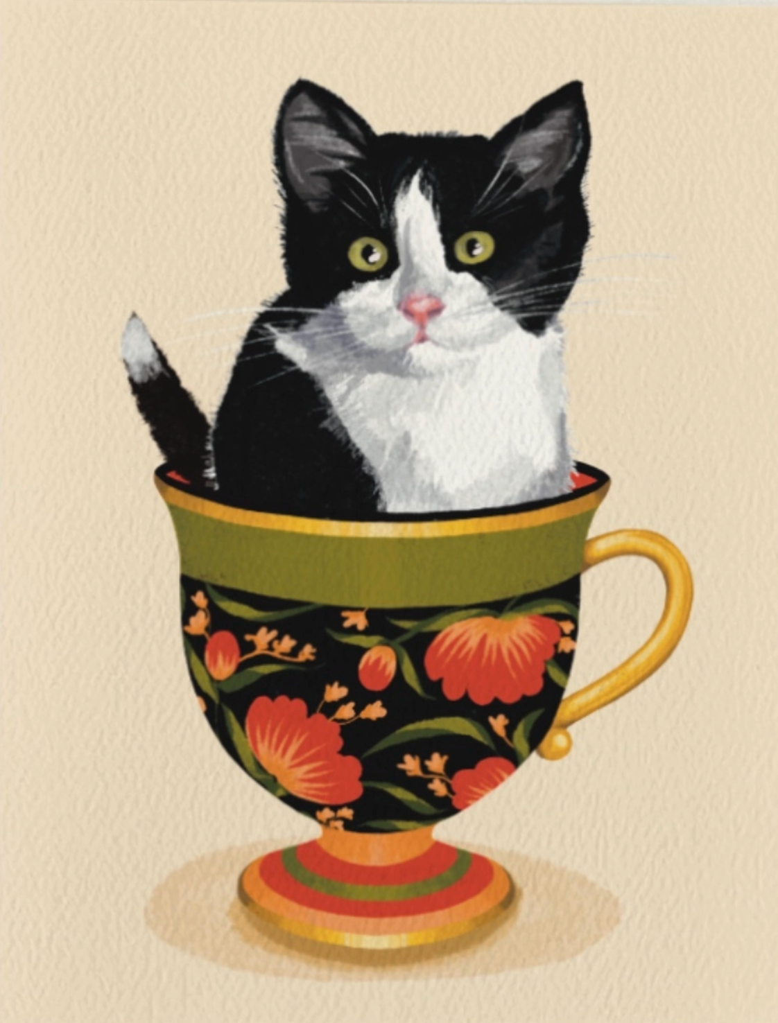 Darjeeling Teacup Kitten Blank Card - Heart of the Home Inc