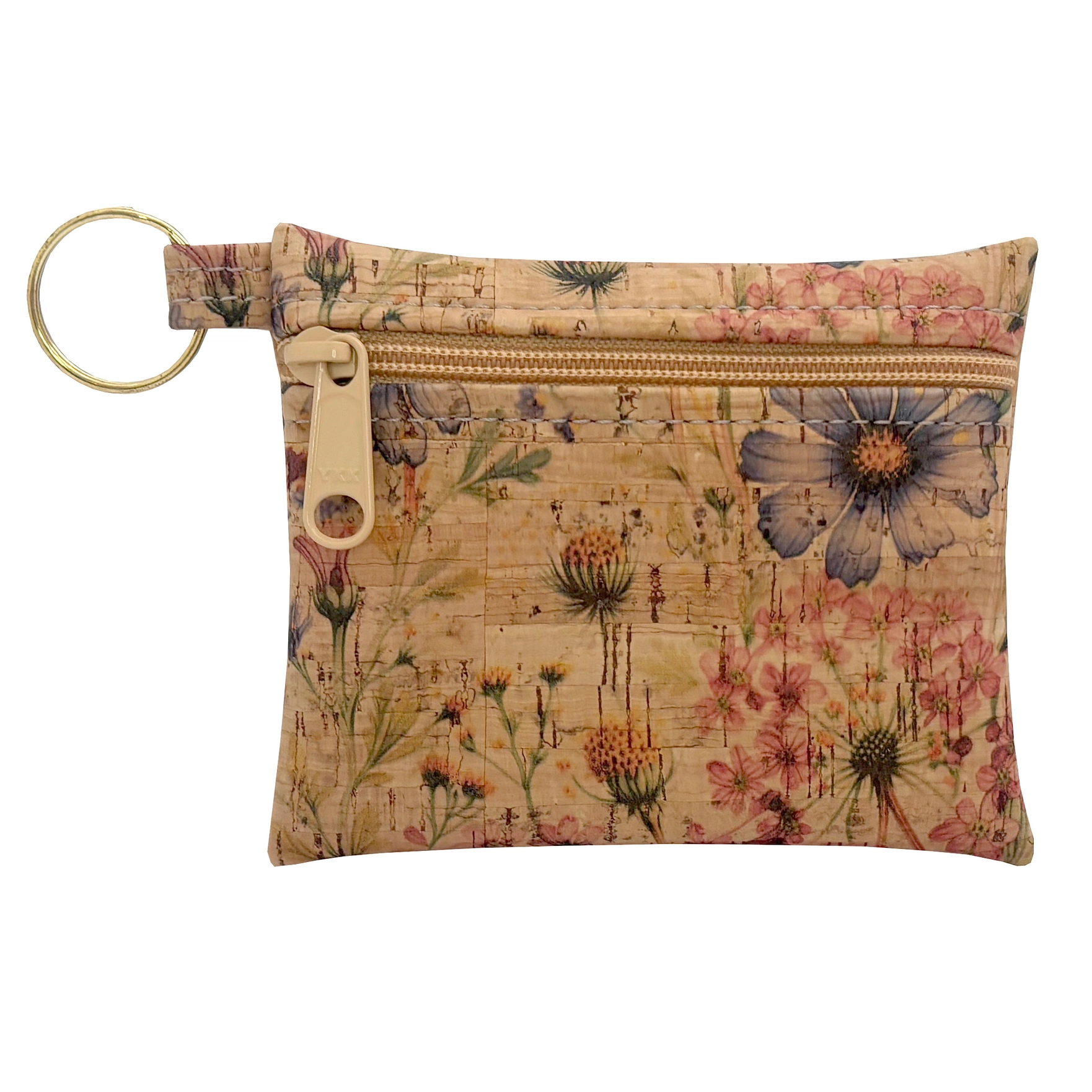 Cork Key Chain Pouch in Wildflower Whimsy - Heart of the Home Inc