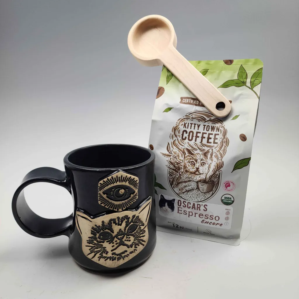 Maple Wood Coffee Scoop with Clip
