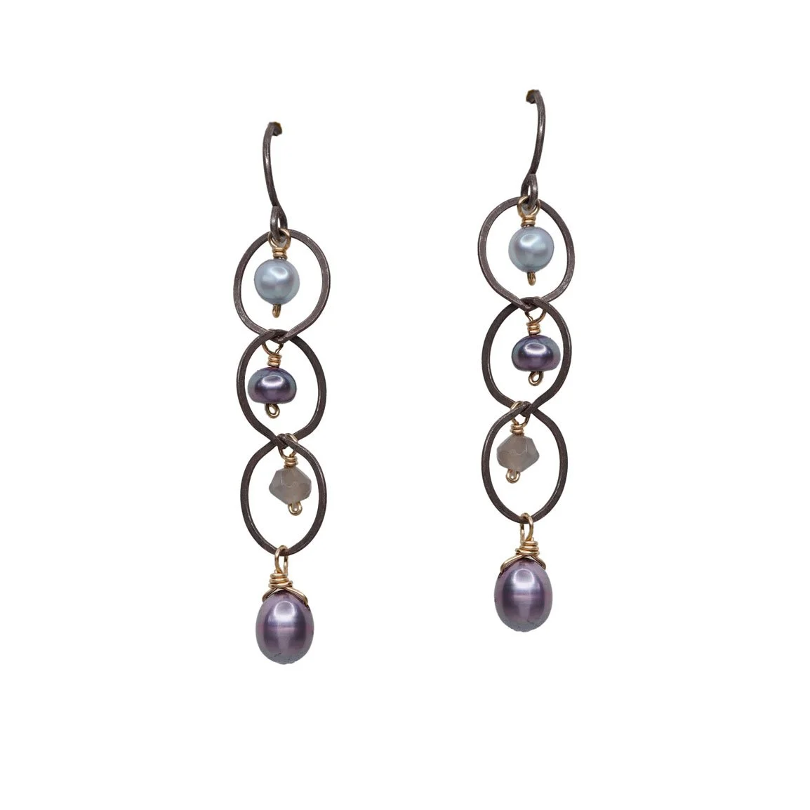 Moonstone & Pearl Chainlink Earrings - Heart of the Home Inc