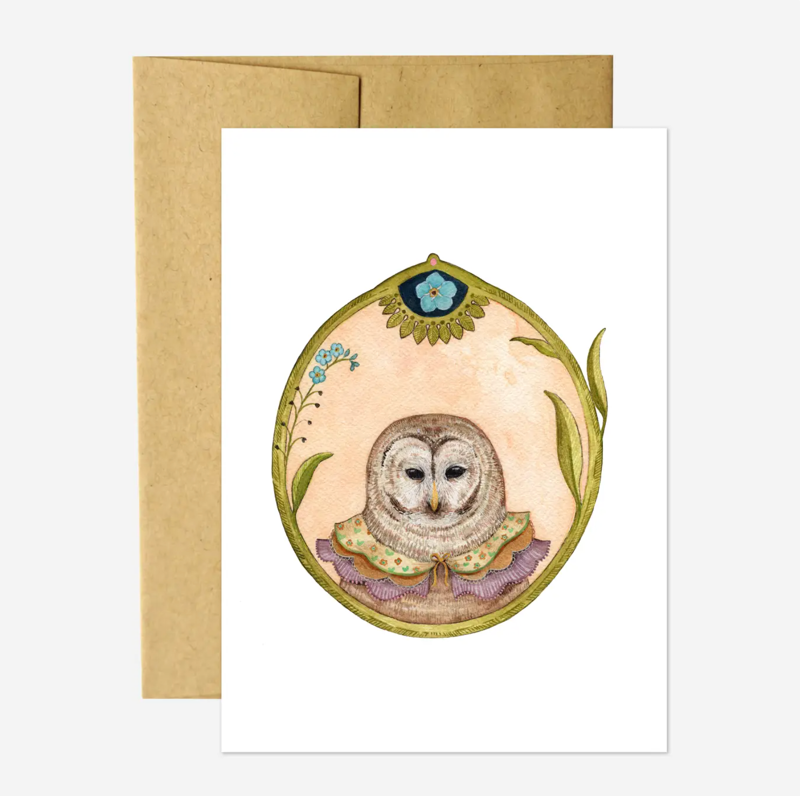 Owl of Forget-Me-Nots Card - Heart of the Home Inc