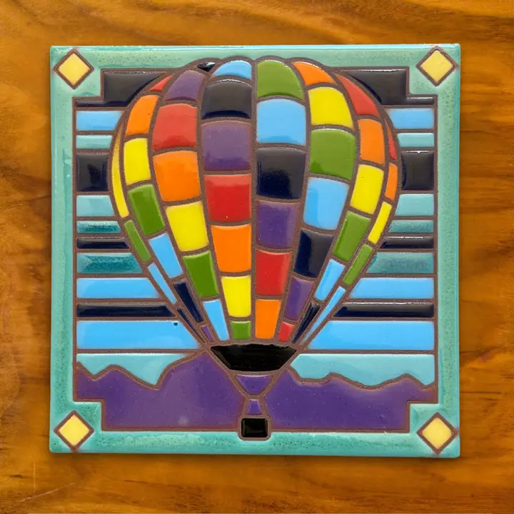 Hot Air Balloon Glazed Tile