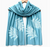 White Leafy Branch Scarf In Aqua Blue - Heart of the Home LV