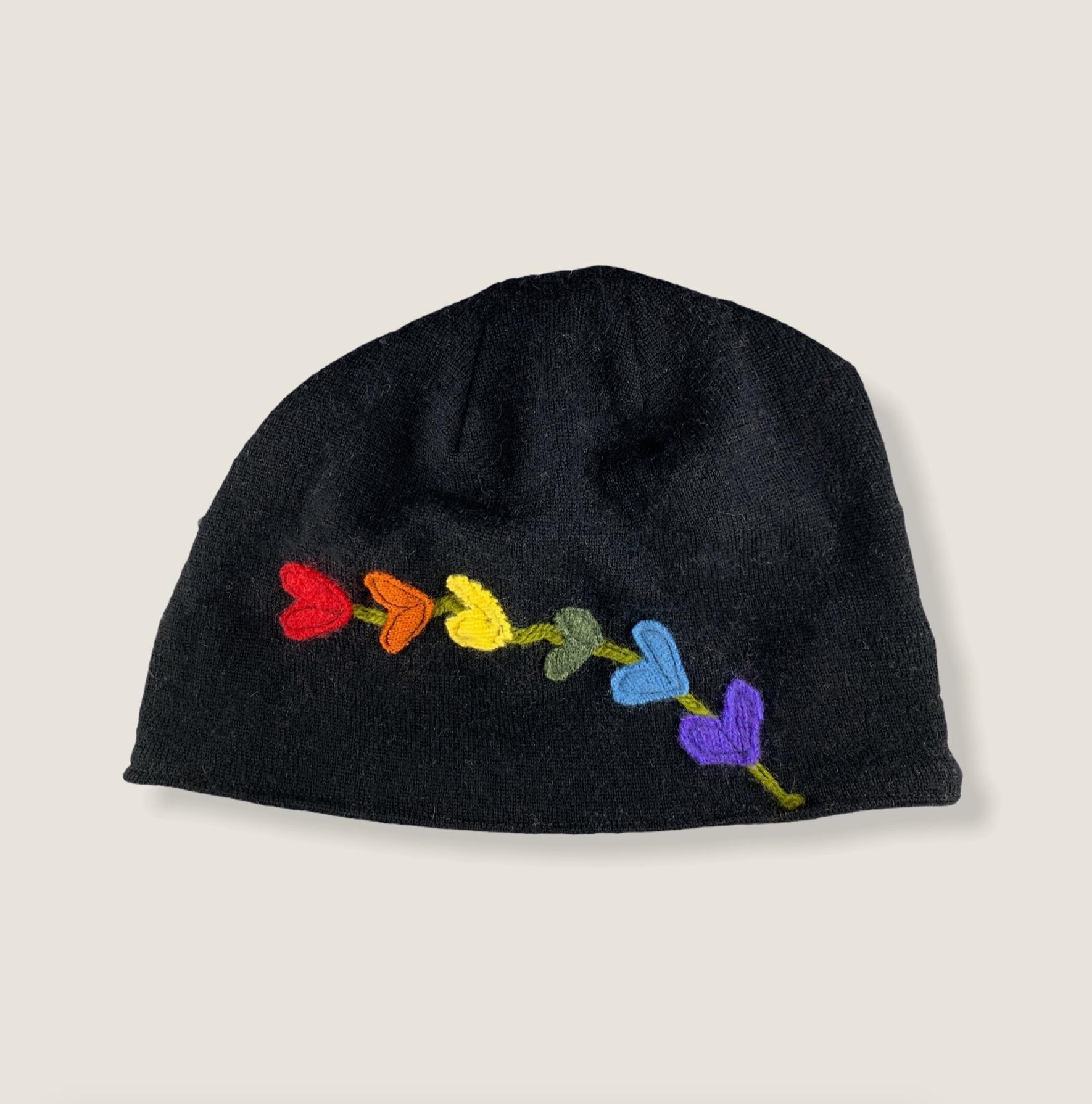Wool Hat-Lupine Rainbow On Black - Heart of the Home Inc
