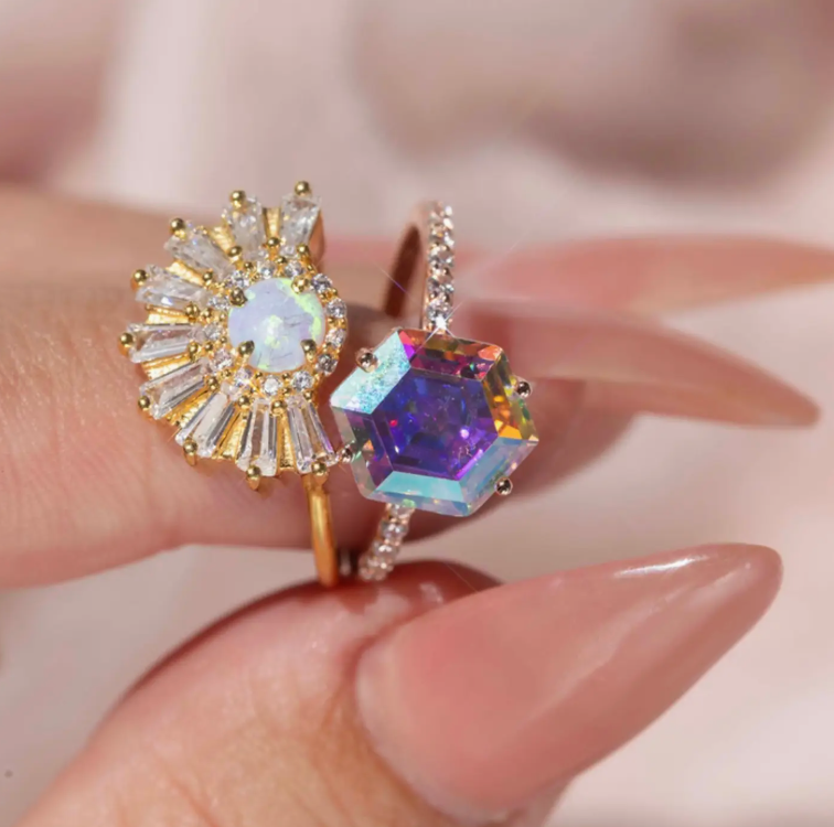 Rose Gold & Angel Quartz Parisian Lady Ring - Heart of the Home Inc