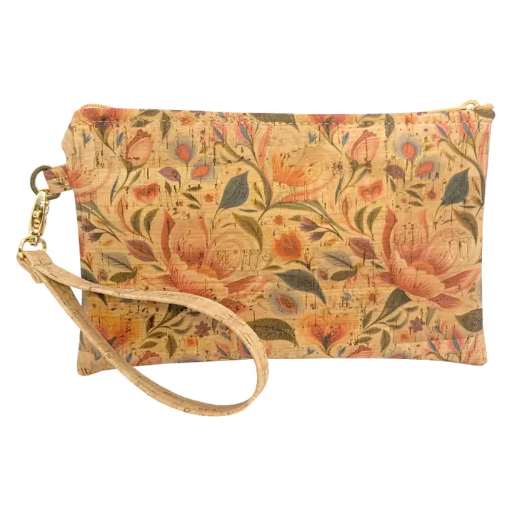 Hearts in Bloom Simple Cork Small Wristlet Bag - Heart of the Home Inc