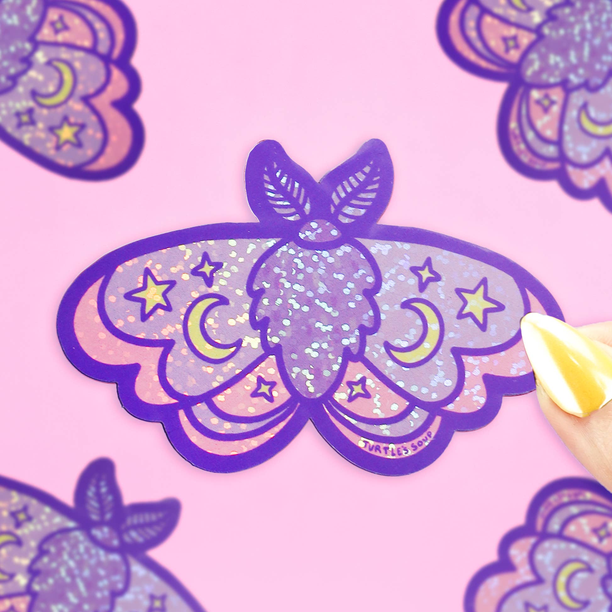 Moon Moth Glitter Sticker