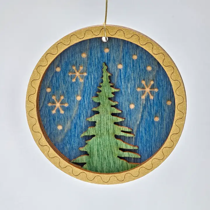 Gold Winter Tree Layered Ornament - Heart of the Home Inc