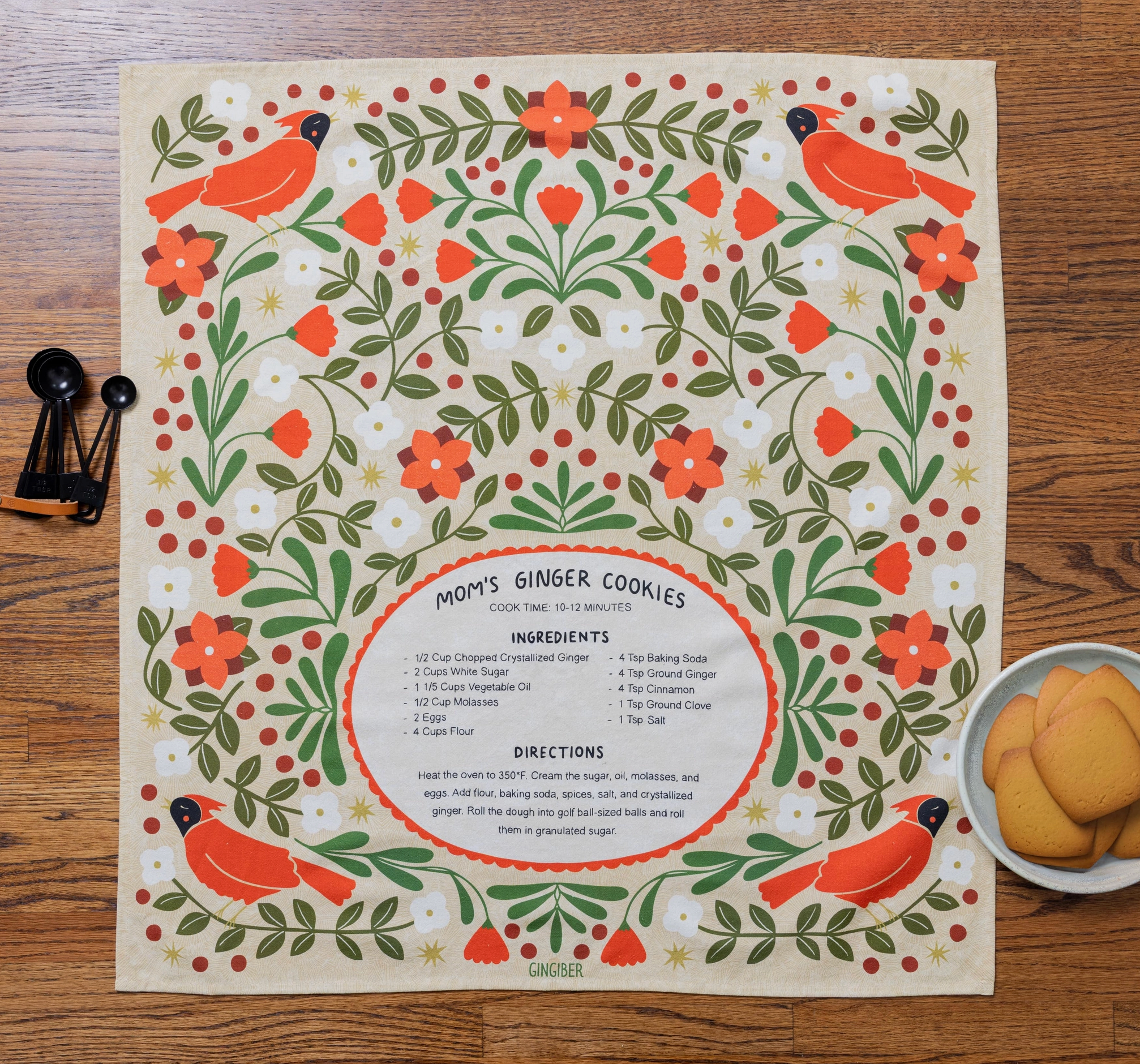 Ginger Cookies Recipe Tea Towel - Heart of the Home Inc