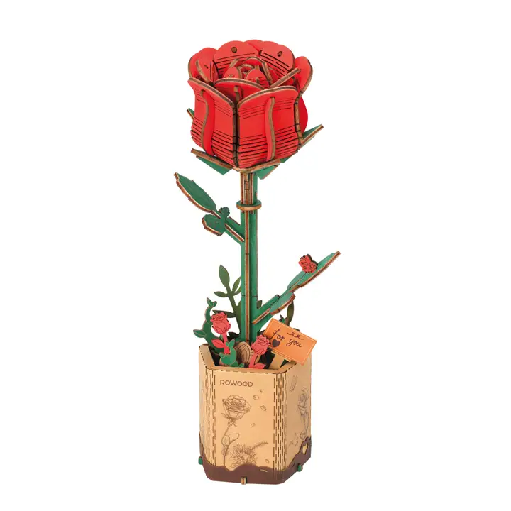 Red Rose Wooden 3D Puzzle - Heart of the Home LV