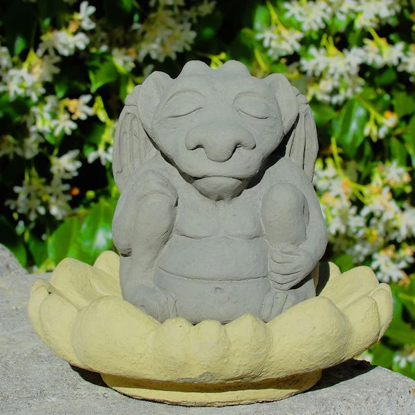 Small Meditating Gargoyle Stone Statue - Heart of the Home Inc