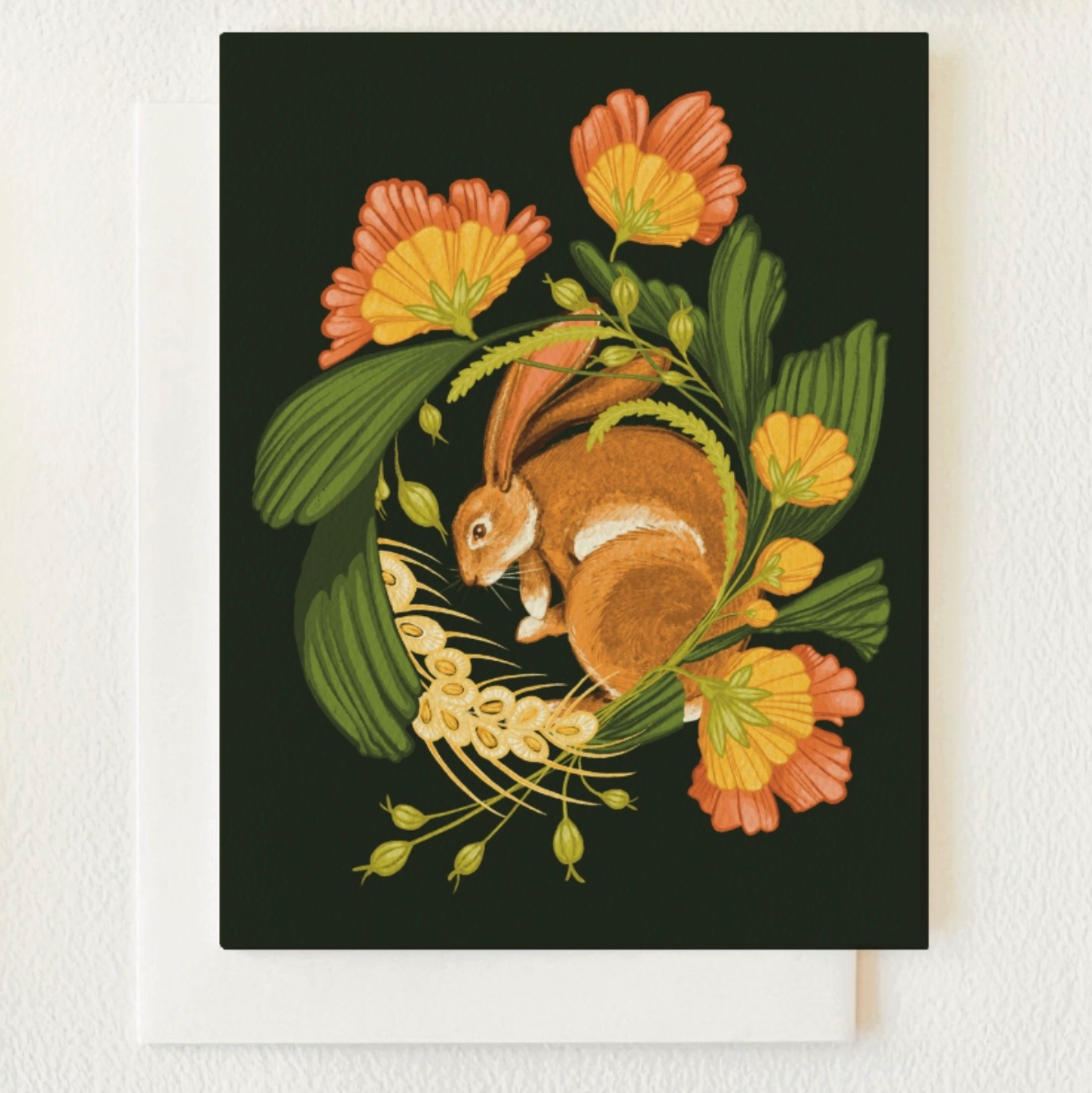 Rabbit Wreath Blank Card - Heart of the Home Inc