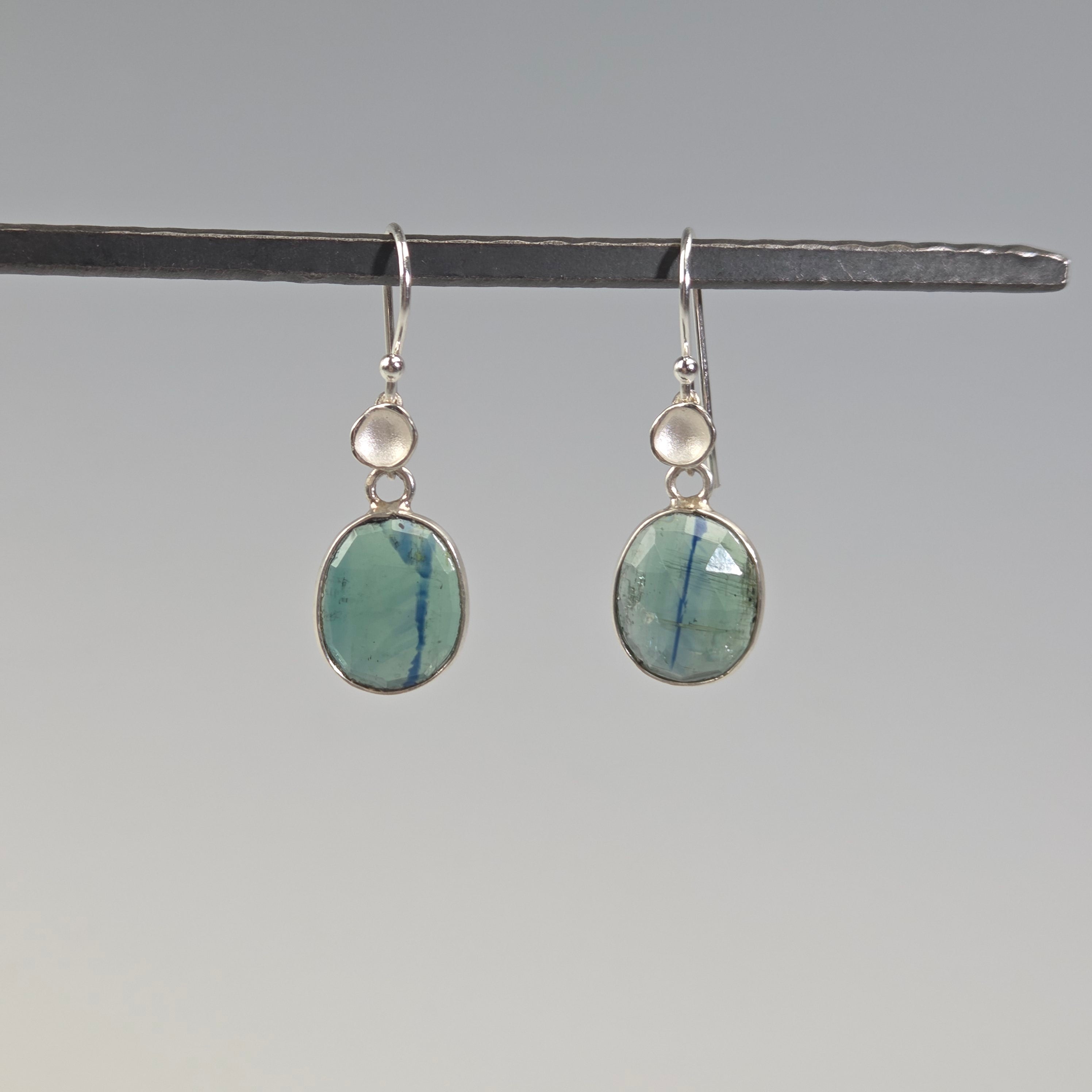 Teal Kyanite Bezel Earrings - Heart of the Home Inc