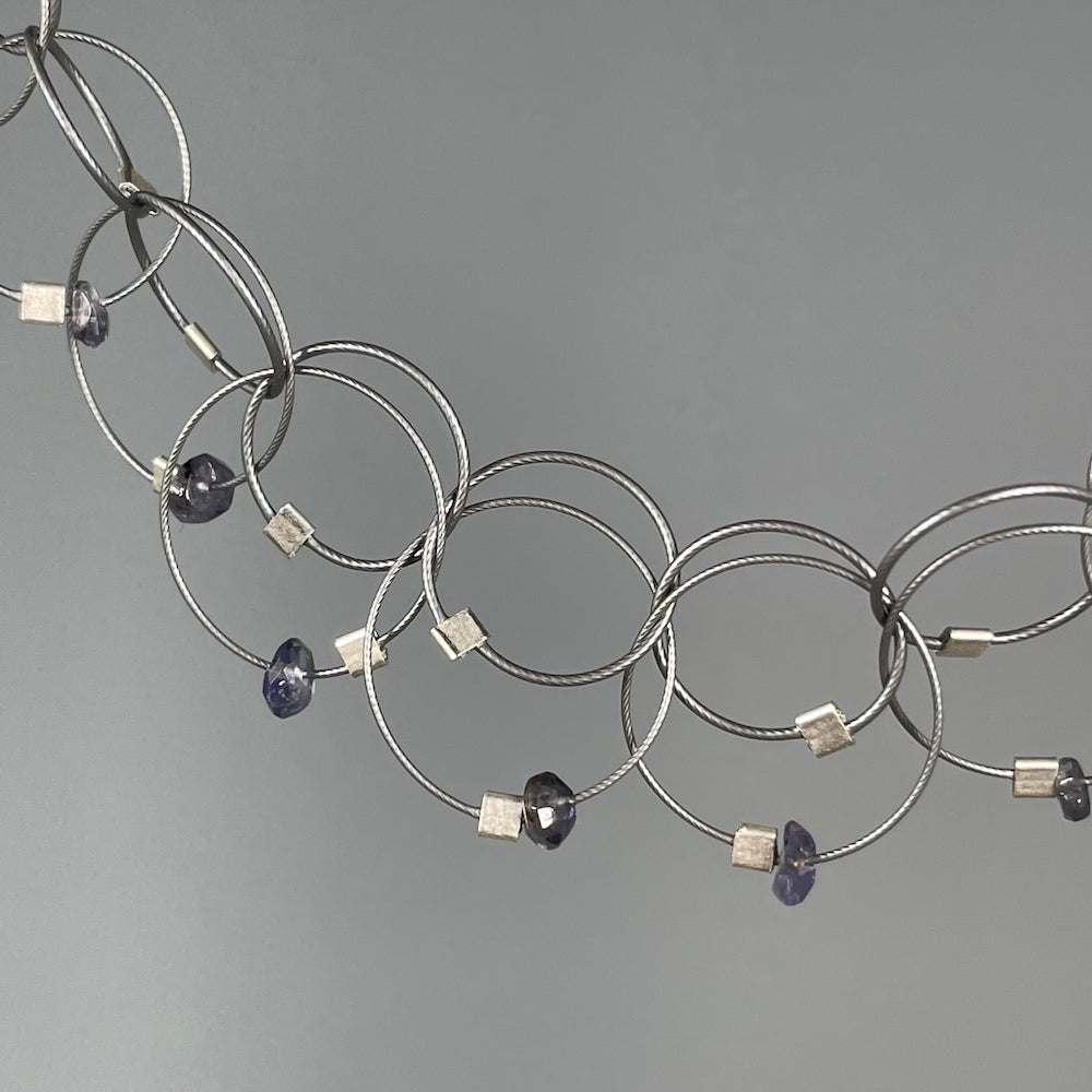 Mini Interlock Necklace in Gunmetal & Iolite - Heart of the Home PA