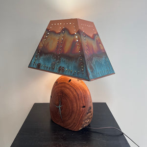 Mesquite & Turquoise Lamp with Punch Shade (SL-1 GW)
