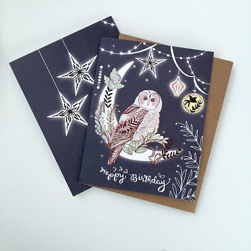 Lantern Owl Birthday Card - Heart of the Home PA