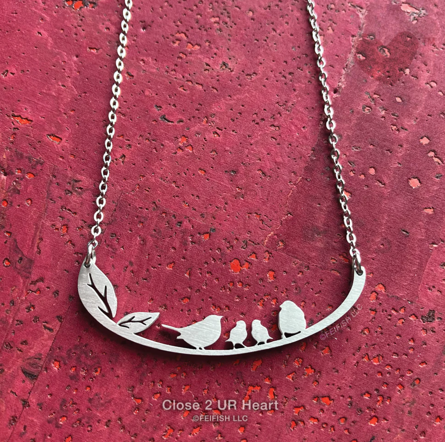 Songbird Family with Two Chicks Necklace - Heart of the Home PA