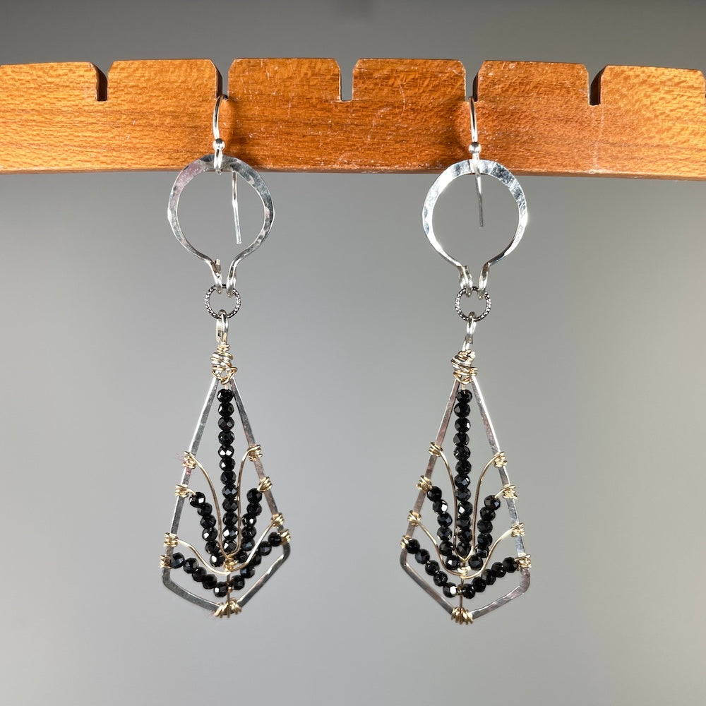 Black Spinel Dew Earrings - Heart of the Home PA