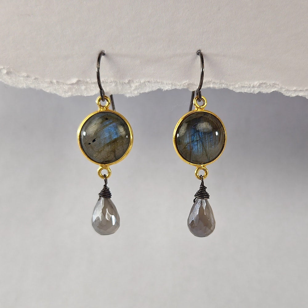 Labradorite Bezel Earrings - Heart of the Home PA