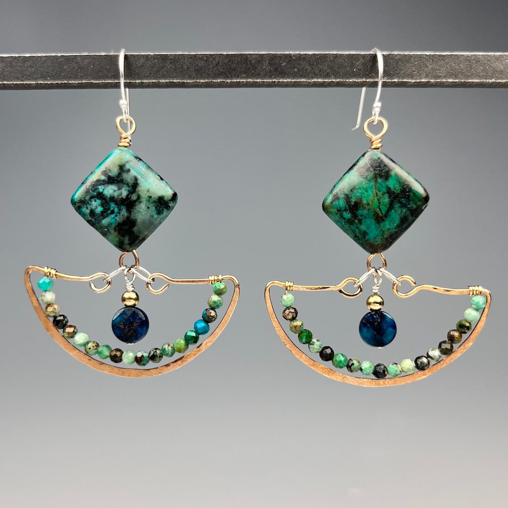 Chrysocolla Anchor Earrings - Heart of the Home PA