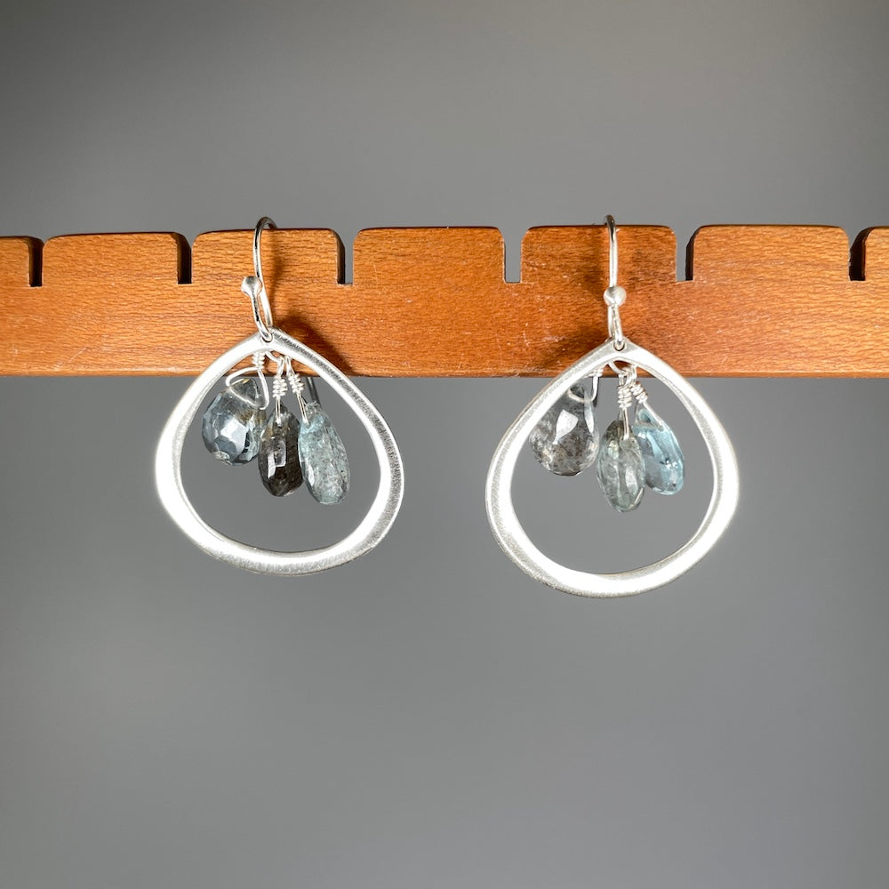 Aquamarine Cluster Drop Earrings - Heart of the Home PA