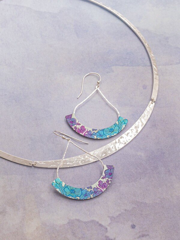 Botanical Bliss Earrings in Twilight Silver - Heart of the Home PA