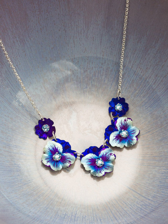 Garden Pansy Classic Necklace in Bonnie Blue - Heart of the Home PA