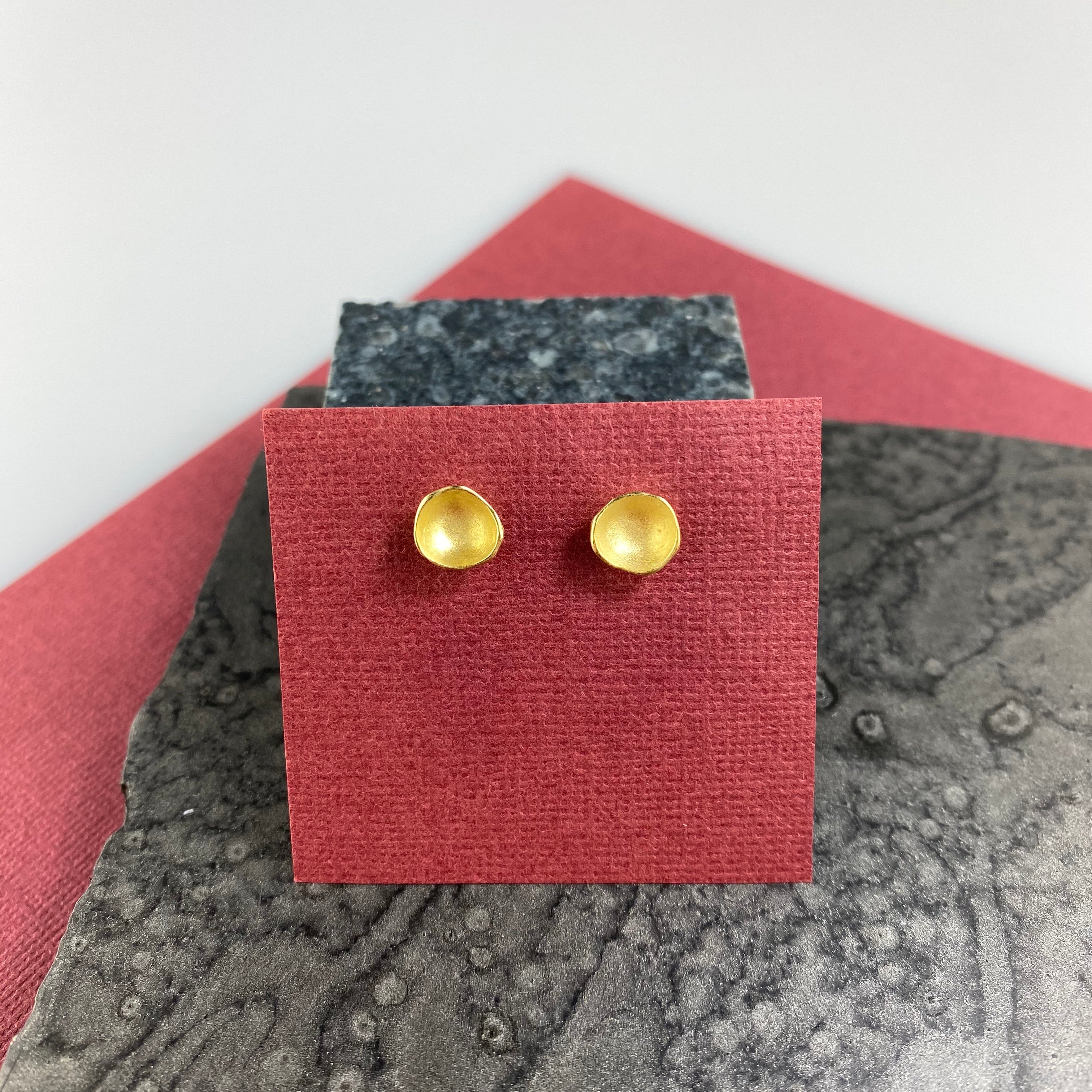 Large Pod Post Earrings in Gold Vermeil - Heart of the Home PA