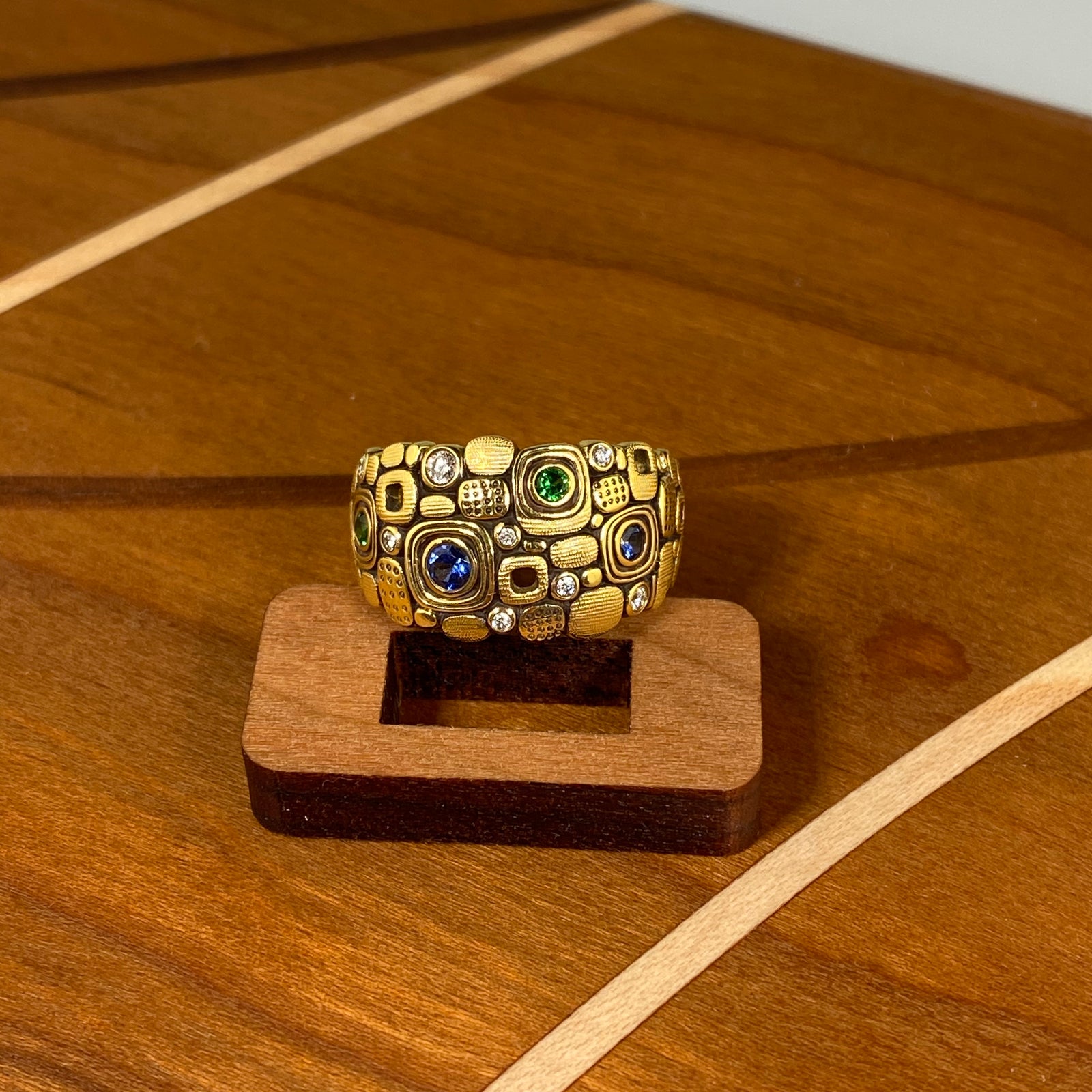 Little Windows Ring in Gold with Blue & Green - Heart of the Home PA