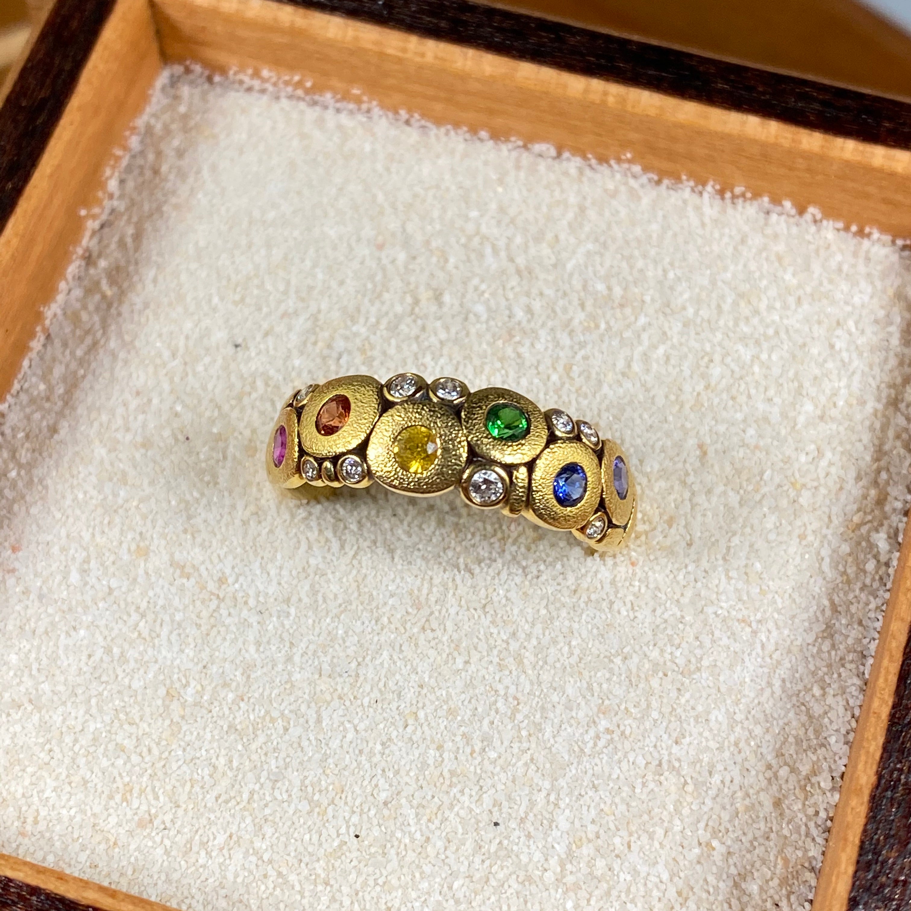 Candy Ring in Gold with Rainbow Sapphires - Heart of the Home PA