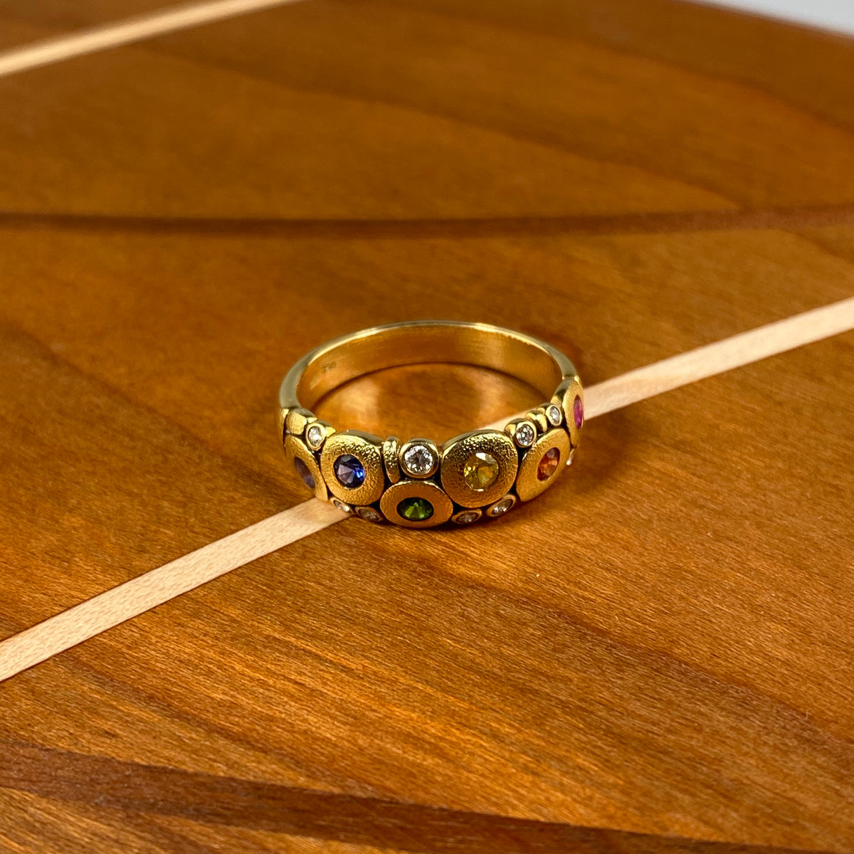 Candy Ring in Gold with Rainbow Sapphires - Heart of the Home PA